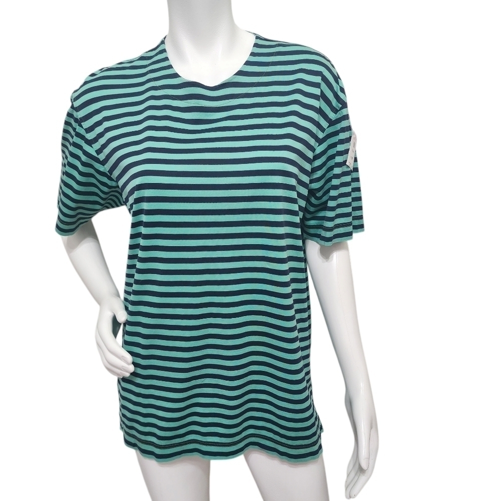 Le Tricot Perugia Blue Striped Crewneck Tee Size L